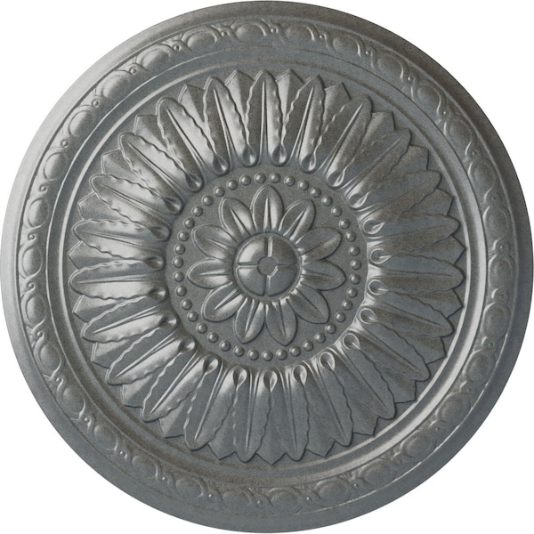 Ekena Millwork Temple Ceiling Medallion (Fits Canopies up to 9 1/4"), Hand-Painted Platinum, 24"OD x 1 5/8"P CM24TEPLS - main